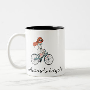 Personalised Bicycle for Her Custom Name Girl Two-Tone Coffee Mug