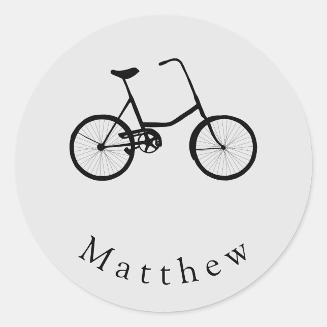 Personalised Bicycle with Custom Name Classic Round Sticker (Front)
