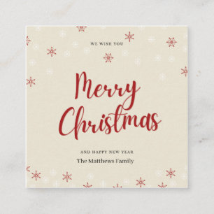 Personalised Biege Snowflake Merry Christmas Enclosure Card