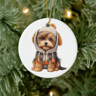 Personalised Biewer Terrier Dog Ceramic Tree Decoration
