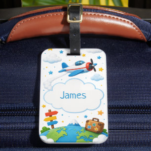 Personalised Big Adventure Kids Aeroplane Luggage Tag