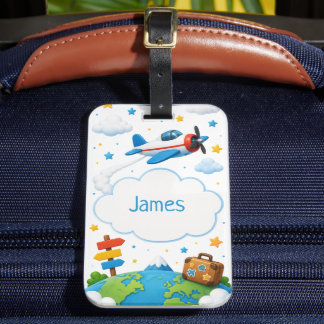 Personalised Big Adventure Kids Aeroplane Luggage Tag