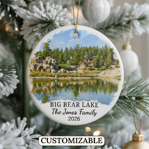 Personalised Big Bear Lake Ornament, California Ceramic Tree Decoration