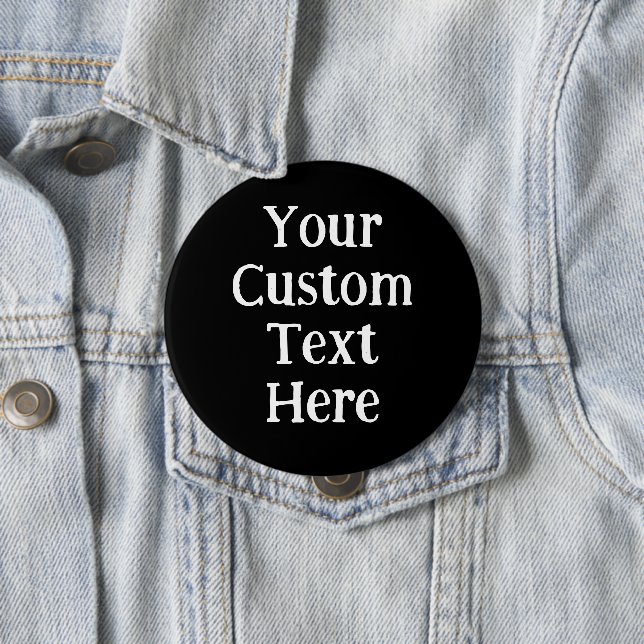 Personalised Big Black Pin-On Button (In Situ)