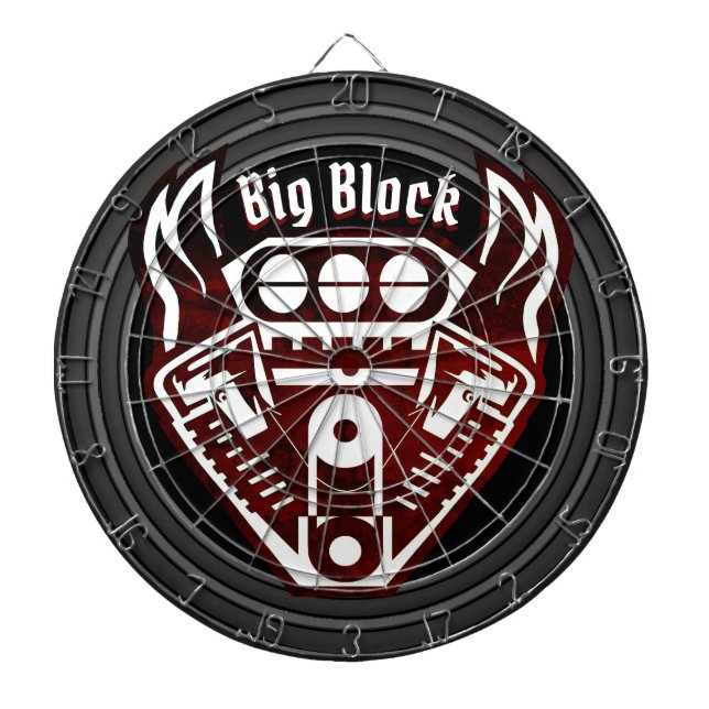 Personalised Big Block Racing Engine Dartboard (Front)