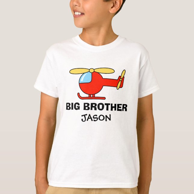 Personalised big brother helicopter shirt for boys (Front)