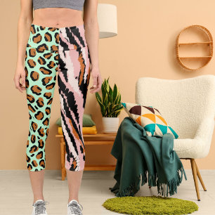Personalised Big Cat Photo Pattern Wild Animal Capri Leggings