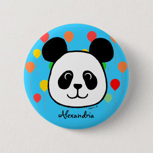 Personalised Big Face Panda Cartoon 6 Cm Round Badge