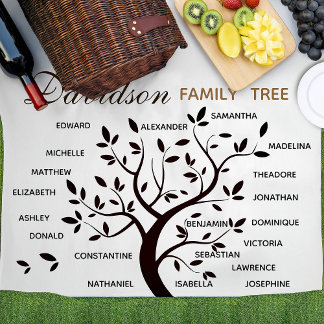 Personalised Big Family Tree (20 names) Fleece Blanket