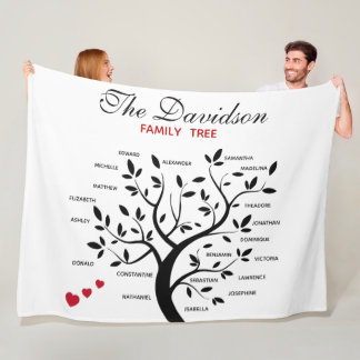 Personalised Big Family Tree (20 names)  Fleece Blanket