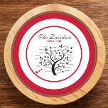 Personalised Big Family Tree (20 names) Round Paper Coaster<br><div class="desc">A Family Coaster with a stencil-art black tree holding 20 names. You can fit 20 family members' names on these coasters. This would be perfect for Family Reunion parties. Your family will love it and will have fun finding their name.</div>