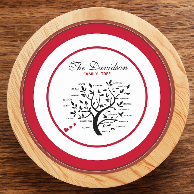 Personalised Big Family Tree (20 names) Round Paper Coaster (Creator Uploaded)