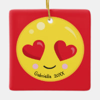 Personalised Big Heart Eyes Love Emoji Ornament