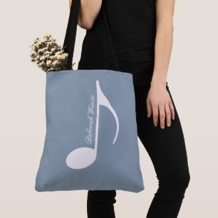 Personalised Big Musical Note on Dusty Blue Tote Bag
