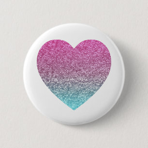 Personalised Big Pink Love Heart 6 Cm Round Badge
