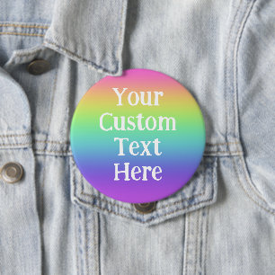 Personalised Big Rainbow Pin-On Button