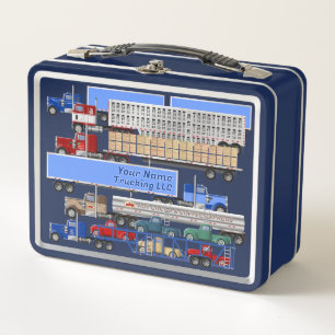 Personalised Big Rig Trucks Metal Lunchbox