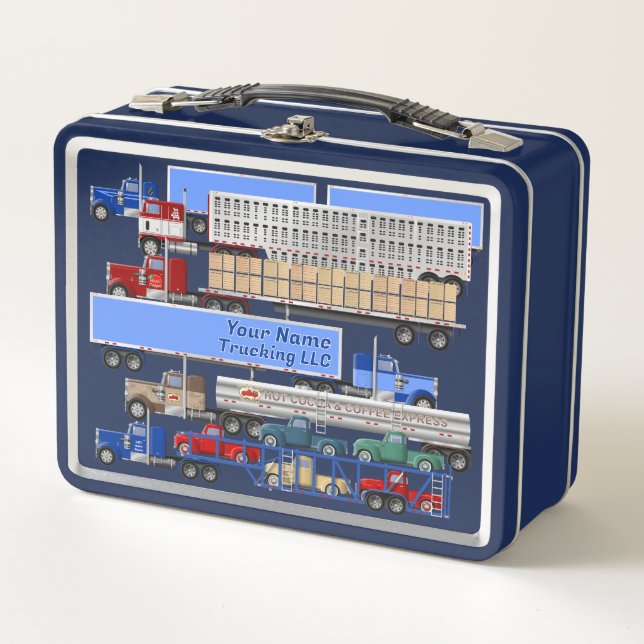 Personalised Big Rig Trucks Metal Lunchbox (Front)