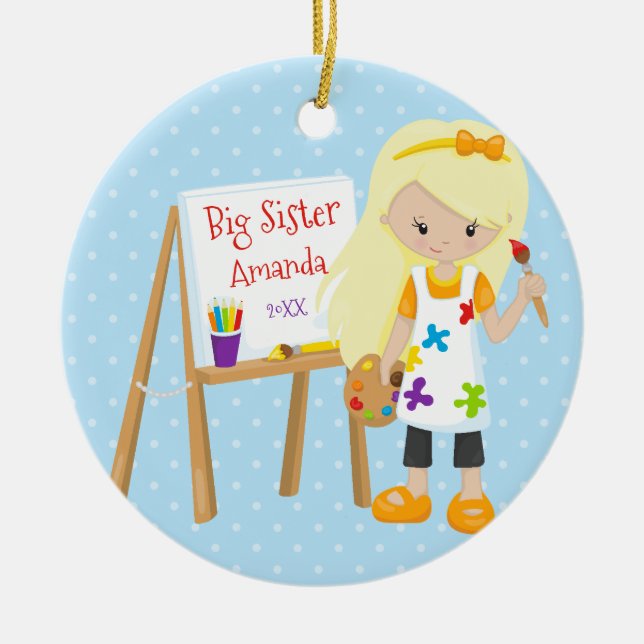 Personalised Big Sister Artist Christmas Ornament (Front)