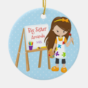 Personalised Big Sister Artist Christmas Ornament