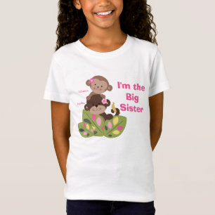 Personalised Big Sister Monkey Girls Kids Shirt