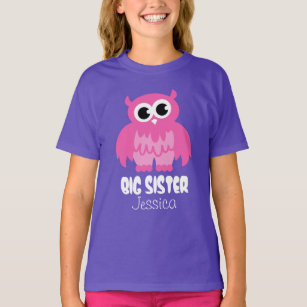 Personalised Big sister t shirt   Cute owl cartoon