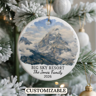 Personalised Big Sky Resort, Custom Montana Ceramic Tree Decoration