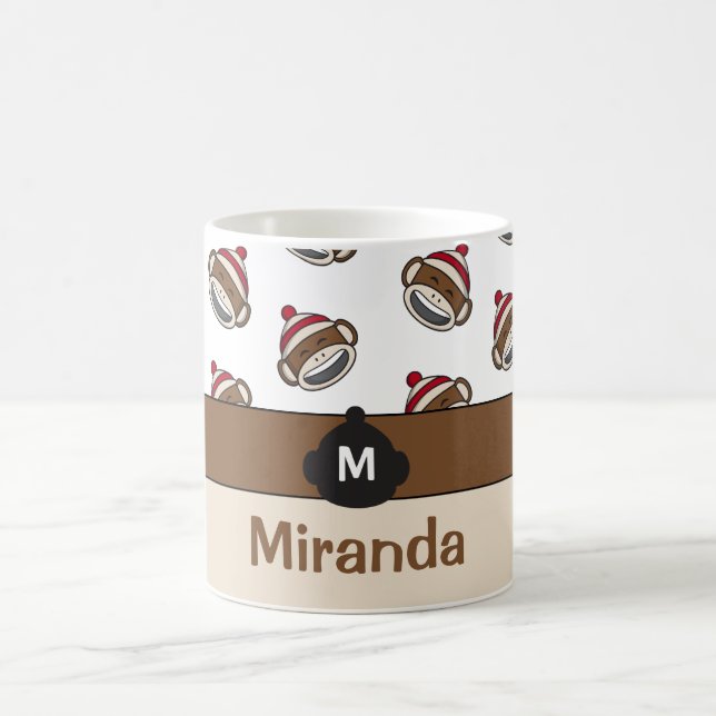 Personalised Big Smile Sock Monkey Emoji Coffee Mug (Center)