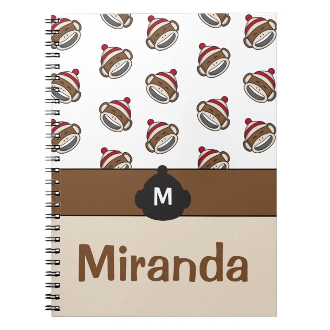 Personalised Big Smile Sock Monkey Emoji Notebook (Front)