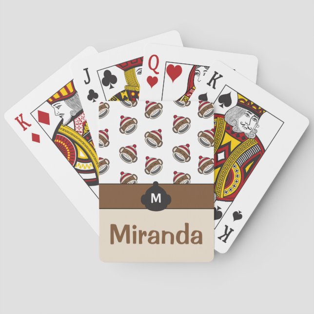 Personalised Big Smile Sock Monkey Emoji Playing Cards (Back)