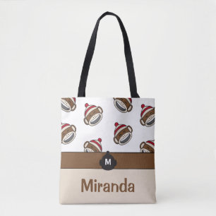 Personalised Big Smile Sock Monkey Emoji Tote Bag