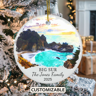 Personalised Big Sur Ornament, California State Ceramic Tree Decoration