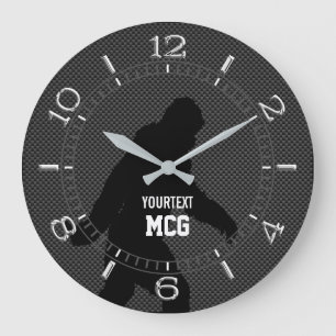 Personalised Bigfoot Black Silhouette Carbon Style Large Clock