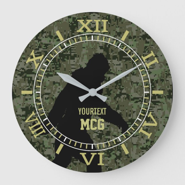 Personalised Bigfoot Sasquatch Camo Style Large Clock (Front)