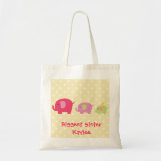 Personalised Biggest Sister Elephants Tote Bag