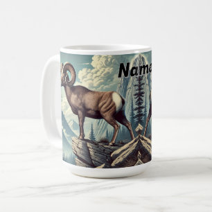 Personalised Bighorn Sheep on a Rocky Outcrop Coffee Mug