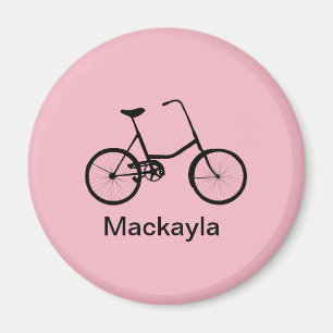 Personalised Bike Bicycle on Pink with Name Magnet