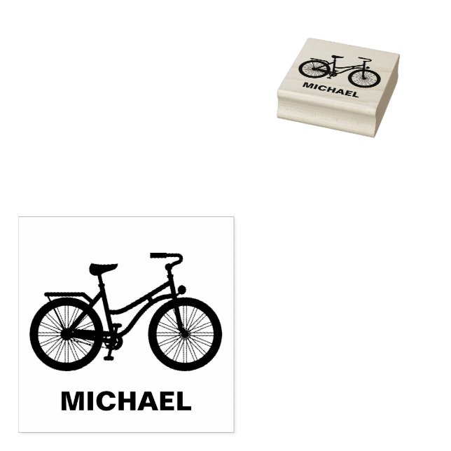  Personalised  Bike Rider - Bicycle  Rubber Stamp (Stamped)