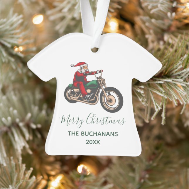 Personalised Bike Rider Santa Christmas Family Ornament (Tree)