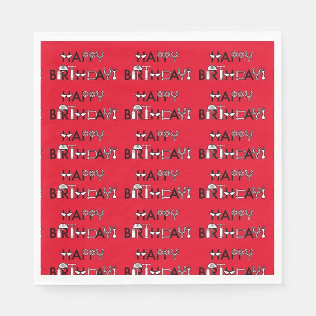 Personalised Bike Themed Tiled Graphic Birthday Napkin (Front)