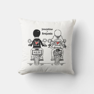 Personalised Biker Bride + Groom Wedding Gift Cushion