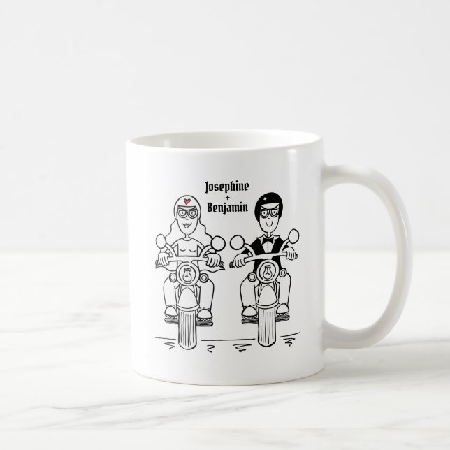 Personalised Biker Couple Wedding Gift Ceramic Mug (Right)