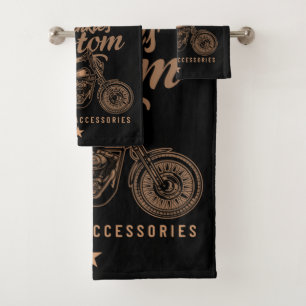 Personalised Biker Custom Bobber Motorcycle Garage Bath Towel Set