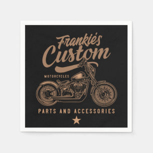 Personalised Biker Custom Bobber Motorcycle Garage Napkin