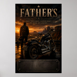 Personalised Biker Dad Father's Day Sunset Poster