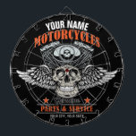 Personalised Biker Flying Skull Motorcycle Shop  Dartboard<br><div class="desc">Personalised Biker Flying Skull Motorcycle Speed Shop Garage design - Customise with your name or custom text.</div>