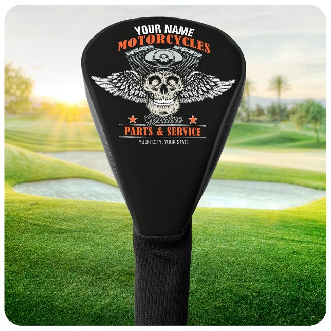 Personalised Biker Flying Skull Motorcycle Shop  Golf Head Cover (Creator Uploaded)