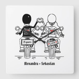 Personalised Biker Motorcycle Anniversary Gift Square Wall Clock
