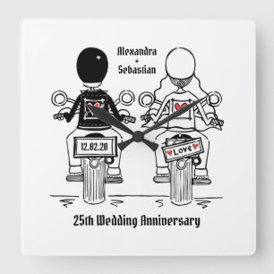 Personalised Biker Motorcycle Anniversary Gift Square Wall Clock