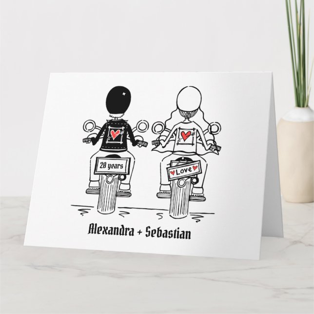 Personalised Biker Motorcycle Wedding Anniversary Card (Front)